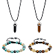 Fibloom – colliers à pendentif en forme de balle avec pierres précieuses naturelles mélangées et bracelet de perles tressées SJEW-FI0001-12-1