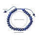 Bracelets de perles tressés réglables en lapis-lazuli naturel BJEW-F369-A15-3