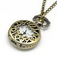 Сплав плоский круглыйс телефона кулон ожерелье кварц карманные часы WACH-N011-28-2