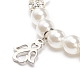 Pulsera elástica con cuentas de imitación de perlas y rhinestone de plástico abs con amuleto de aleación para mujer BJEW-JB08526-03-5