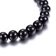 Non-magnetic Synthetic Hematite & Natural Black Agate Beaded Stretch Bracelets Set SJEW-H584-13-4