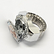 Relojes de cuarzo anillo de estiramiento hierro tono platino RJEW-R119-08F-2
