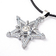 Star Couples Leather Pendant Necklaces for Valentin's Day NJEW-P127-018-2