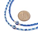 2 個 2 スタイル樹脂ナザールボンジュウ & ガラスシードビーズネックレスセット女性  ブルー  15.04インチ（38.2cm）  17.32インチ（44cm）  1個/スタイル NJEW-JN03939-4