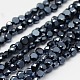 Faceted Flat Round Electroplate Frosted Crystal Glass Beads Strands EGLA-F014-G02-2