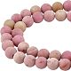 2 нити матовых круглых бусин из натурального родонита G-NB0003-47-1
