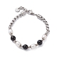 Bracelet en perles rondes mixtes pierres précieuses et perles naturelles pour fille femmes BJEW-F418-07-2