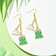 Alloy Enamel Frog Dangle Earrings with Iron Earring Pins for Women EJEW-JE05421-01-3