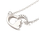 Rhodium Plated 925 Sterling Silver Rabbit with Heart Pendant Necklace with Clear Cubic Zirconia for Women NJEW-E034-02P-3