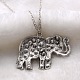 Classical Elephant Alloy Rhinestone Pendant Necklaces NJEW-N0052-088B-3