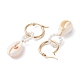 Aretes colgantes de aro con perlas de concha EJEW-TA00042-5