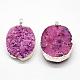 Electroplated Natural & Dyed Druzy Agate Pendants G-N0167-023A-3