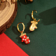 Серьги-кольца из латуни с эмалью «снежинка с рождественскими перчатками» QN1385-3