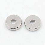 Brass Spacer Beads, Disc, Disk Beads, Platinum, 10x2.5mm, Hole: 3mm