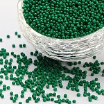 12/0 runde Glasperlen der Klasse a, Backen Farbe, grün, 12/0, 2x1.5 mm, Bohrung: 0.7 mm, ca. 30000 Stk. / Beutel