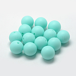 Perlas de silicona ecológicas de grado alimenticio, redondo, cian, 8~10mm, agujero: 1~2 mm