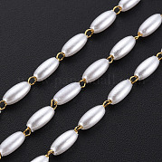 304 Stainless Steel & ABS Plastic Imitation Pearl Beaded Chains CHS-S008-014A-G