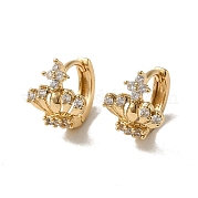 Серьга-кольцо KC из позолоченной латуни с микропаве и фианитами EJEW-L271-01KCG-03