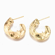Hammered Brass Stud Earring Findings KK-S356-132G-NF