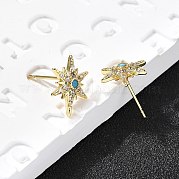 Серьги-гвоздики из латуни с микропаве из кубического циркония EJEW-D304-36G