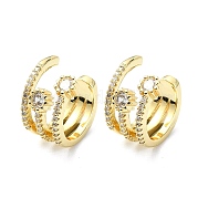 Серьги-каффы из латуни с микропаве и кубическим цирконием EJEW-C086-07G