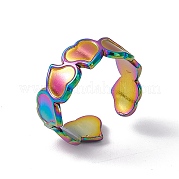 Chapado en iones (ip) 304 anillo de puño abierto de acero inoxidable con envoltura de corazón para mujer RJEW-C045-15M