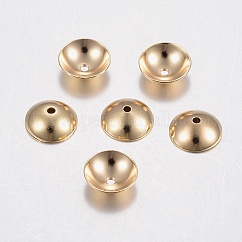 Perlenkappen aus Edelstahl 304, apetalous, echtes 18k vergoldet, 6x2 mm, Bohrung: 0.8 mm