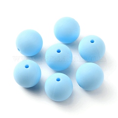 Perlas focales de silicona ecológicas de grado alimenticio, redondo, el cielo azul, 15mm, agujero: 2 mm