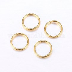 Anelli di congiunzione aperti in acciaio inossidabile 304, tondo, oro, 6x0.9mm, 19 gauge, diametro interno: 4mm