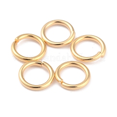 Offene Biegeringe aus Messing mit Rackbeschichtung, cadmiumfrei und bleifrei, Runde, langlebig plattiert, echtes 24k vergoldet, 7x1 mm, 18 Gauge, Innendurchmesser: 5 mm