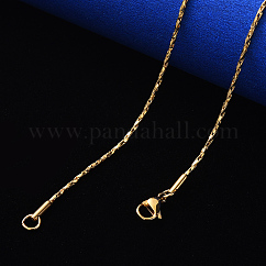 Collar de cadena de eslabones Boston de acero inoxidable 304 con revestimiento al vacío de PVD, con cierre de pinza, real 18k chapado en oro, 19.68 pulgada (50 cm) x0.8 mm