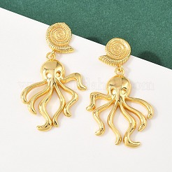 Серьги-гвоздики из латуни с подвесками на морскую тематику&nbsp;EJEW-F400-04B-G