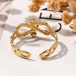 インフィニティ 304 ステンレススチール オープンカフリング 女性用  18KGP本金メッキ  9.5mm  調整可能&nbsp;RJEW-M046-04G