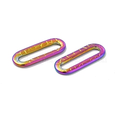 イオンプレーティング（IP）304ステンレススチールリンクリング  テクスチャ  オーバル  虹色  20x7.5x1.5mm  内径：15x3mm&nbsp;STAS-B032-06MC