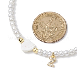 Ожерелья с подвесками из латуни микро-паве класса AAA с кубическим цирконием и буквами NJEW-JN04771-26