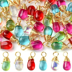 40шт 5 цвета прозрачные стеклянные подвески&nbsp;PALLOY-FS00023