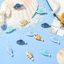 12 個 4 色の手作り磁器ビーズ  魚  ファミーユは磁器バラ  ミックスカラー  29~29.5x13~14x5.5mm  穴：2mm  3個/カラー&nbsp;PORC-CJ0001-54