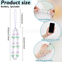 6 шт. 6-х цветные акриловые ремешки для мобильных телефонов&nbsp;AJEW-AN0007-49