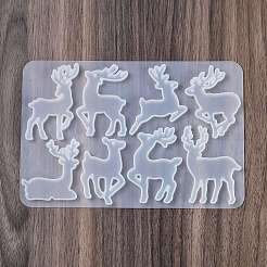 Diyシリコーンペンダント型  レジン型  UVレジン用  エポキシ樹脂ジュエリーペンダント作り  ホワイト  鹿  115x172x6mm  穴：2mm  内径：44~60x33~45mm&nbsp;DIY-A054-05D