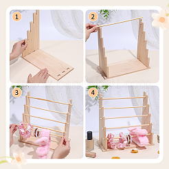 5段木製ラウンドバーブレスレットオーガナイザーディスプレイライザースタンド  バリーウッド  32x18x30cm&nbsp;DJEW-WH0028-064A