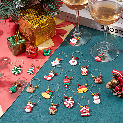 20 Stück 20 Stile Weihnachtsthema undurchsichtiges Harz mit Aluminiumglocken-Charme Glas Weinglas-Charme&nbsp;HJEW-GA00059