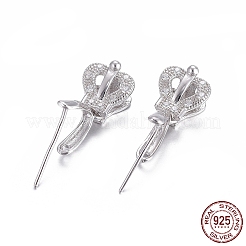 ロジウムメッキ 925 スターリングシルバー ペンダント ベイル  キュービックジルコニア付き  クラウン  透明  プラチナ  14.5mm  穴：4.5x2.5mm  ピン：0.6mm  股下の長さ：4.5mm&nbsp;STER-L058-008P