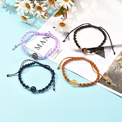 Регулируемые круглые браслеты из бусин из натуральных драгоценных камней для женщин или мужчин BJEW-JB06840