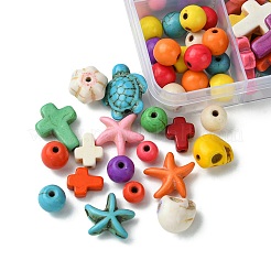 8 стиль синтетических бирюзовых бусин TURQ-FS0001-03