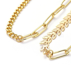 真鍮チェーンネックレスセット  304ステンレススチールトグル留め具付き  ゴールドカラー  17.04インチ（43.3cm）  17.12インチ（43.5cm）  2個/セット&nbsp;NJEW-JN02781