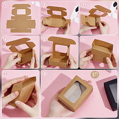 Складные креативные почтовые коробки из крафт-бумаги с видимым окном&nbsp;CON-WH0113-08A-02
