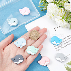 8 шт. 8-х цветные бусины из пищевого экологически чистого силикона в виде дельфина SIL-GO0001-10