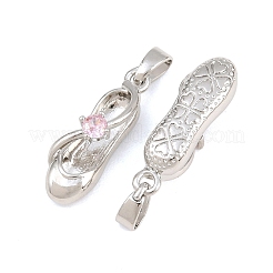Colgantes de latón con micro pavé de circonitas cúbicas rosas&nbsp;CU-CBA9AB3-12P