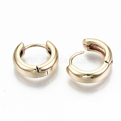 真鍮huggieフープピアス  リング  ニッケルフリー  18KGP本金メッキ  16x5mm  ピン：0.7mm&nbsp;X-KK-T062-46G-NF