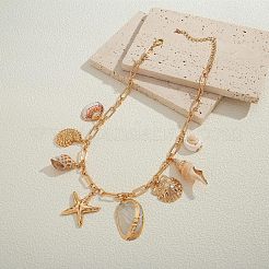 Латунные и натуральные ракушки в форме морской звезды FS-WG21969-01